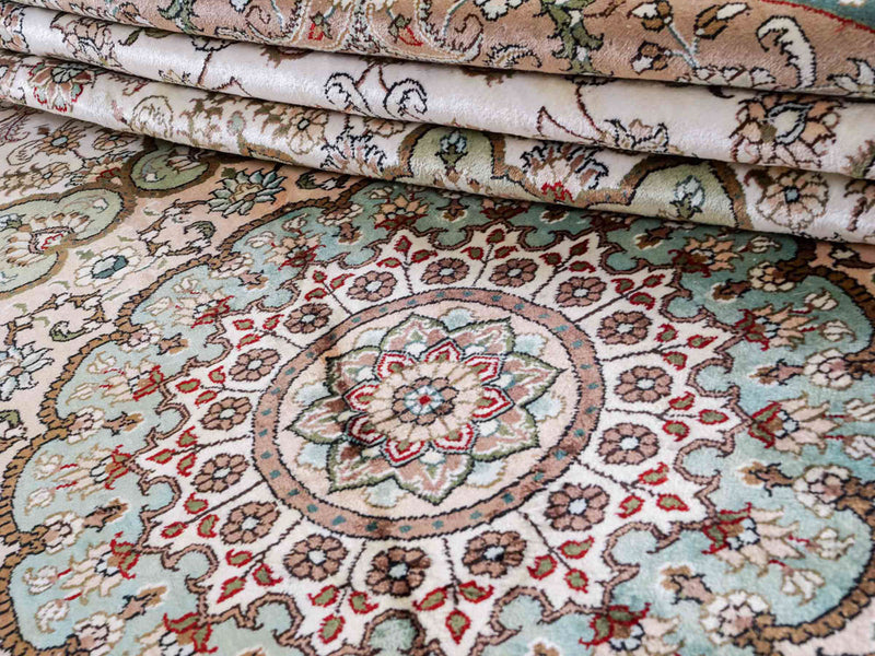 Zijden tapijt - China zijde rond  - 303 x 303 cm - beige