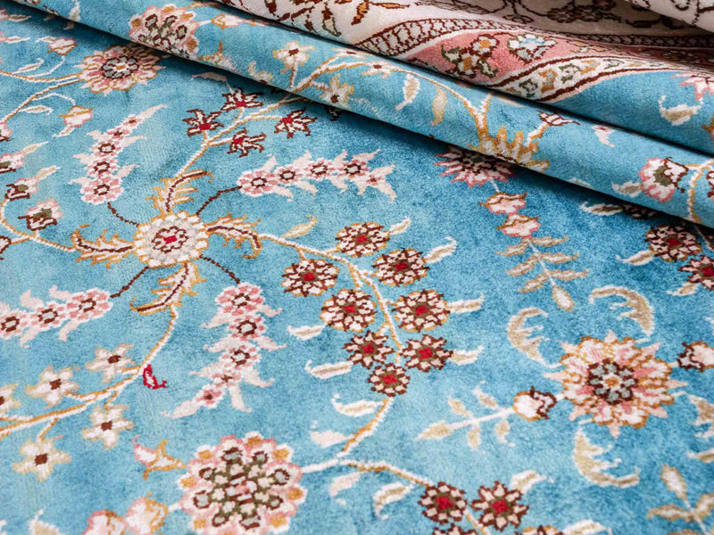 Seidenteppich - China Seide - 263 x 180 cm - hellblau