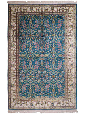 Zijden tapijt - China zijde - 242 x 155 cm - benzine blauw