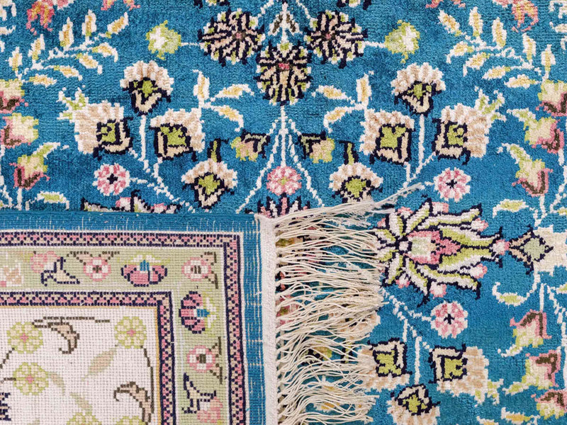 Seidenteppich - China Seide - 242 x 155 cm - petrolblau