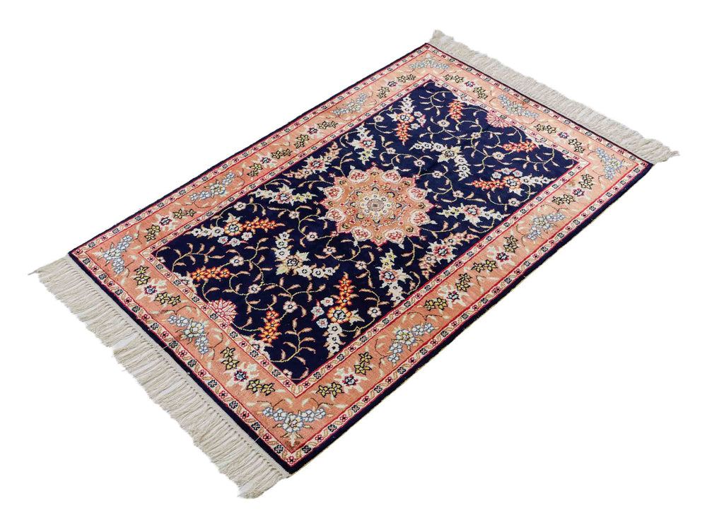 Seidenteppich - China Seide - 122 x 78 cm - dunkelblau