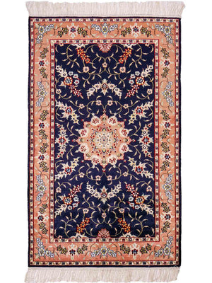 Zijden tapijt - China zijde - 123 x 77 cm - donkerblauw