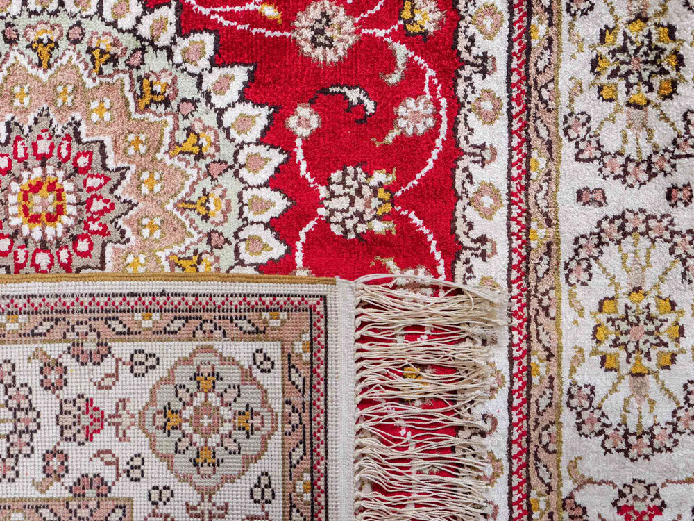 Zijden tapijt - China zijde - 120 x 77 cm - rood