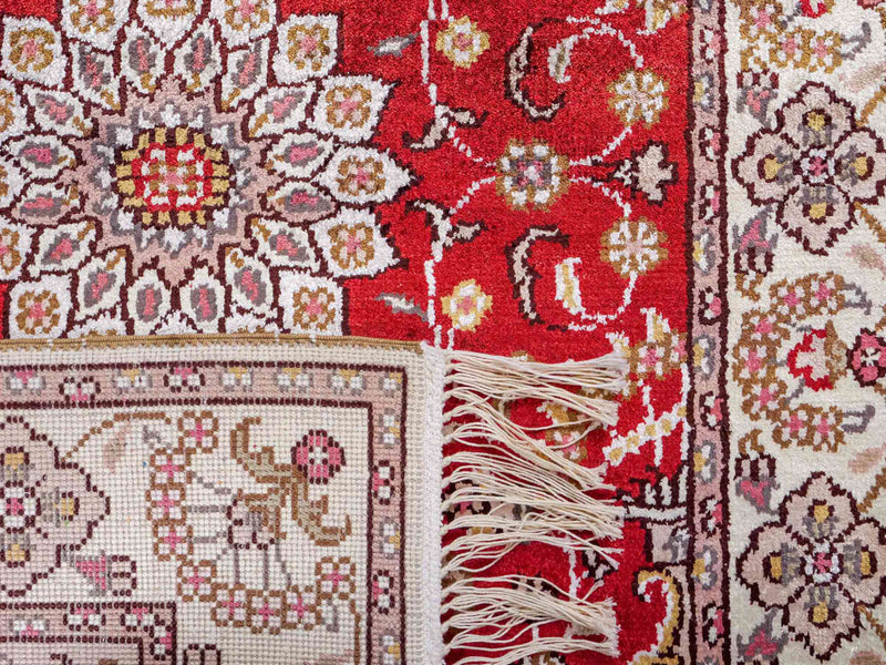 Zijden tapijt - China zijde - 92 x 60 cm - rood