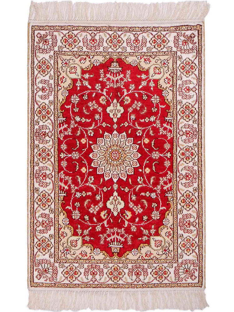 Zijden tapijt - China zijde - 90 x 62 cm - rood