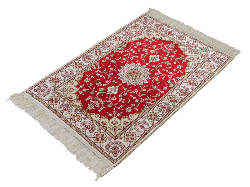 Zijden tapijt - China zijde - 90 x 62 cm - rood