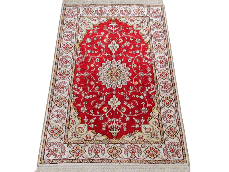 Zijden tapijt - China zijde - 90 x 62 cm - rood