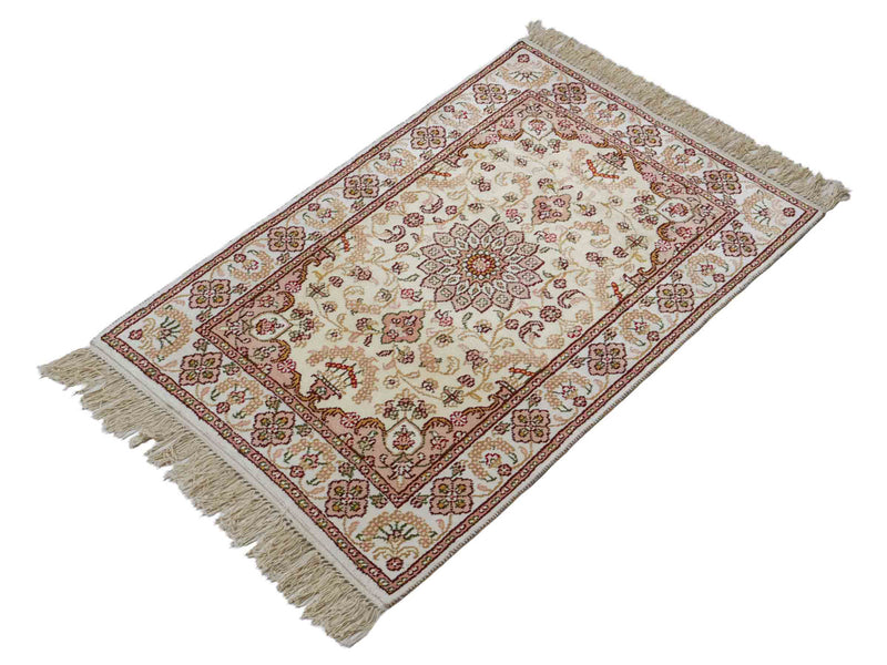 Seidenteppich - China Seide - 89 x 60 cm - hellbeige