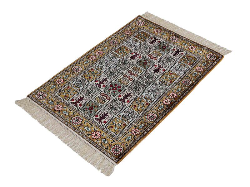 Zijden tapijt - China zijde - 92 x 64 cm - veelkleurig