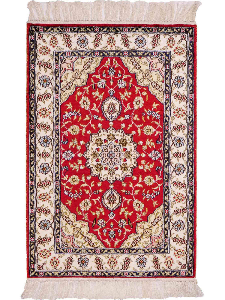 Zijden tapijt - China zijde - 92 x 60 cm - rood
