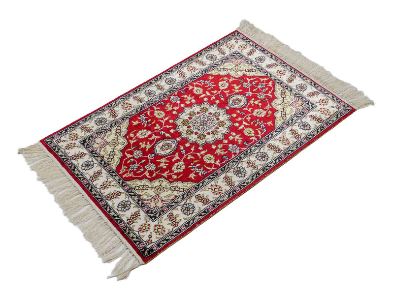 Zijden tapijt - China zijde - 92 x 60 cm - rood