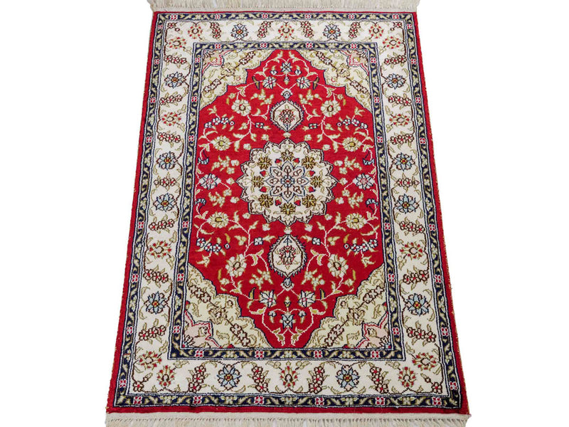 Zijden tapijt - China zijde - 92 x 60 cm - rood
