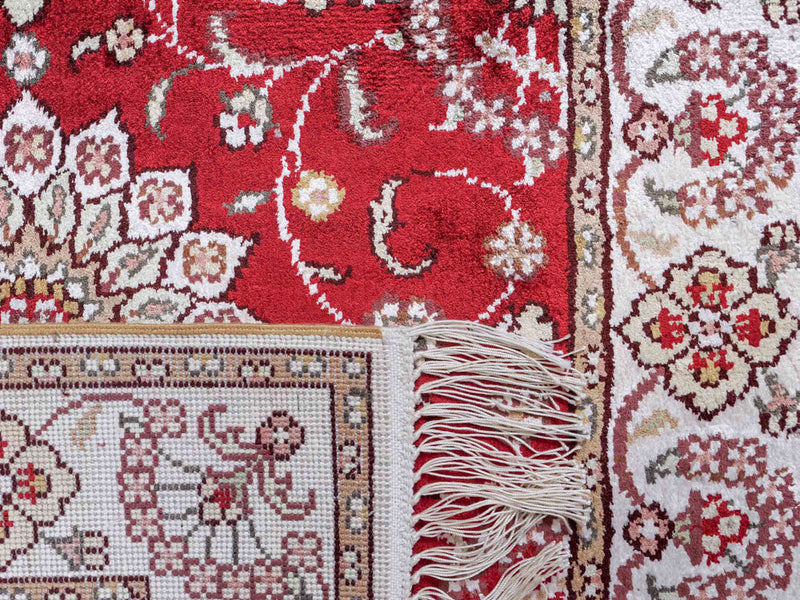 Zijden tapijt - China zijde - 89 x 61 cm - rood