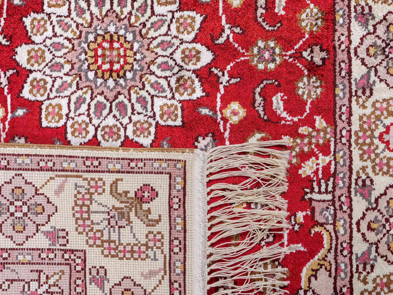 Zijden tapijt - China zijde - 91 x 60 cm - rood