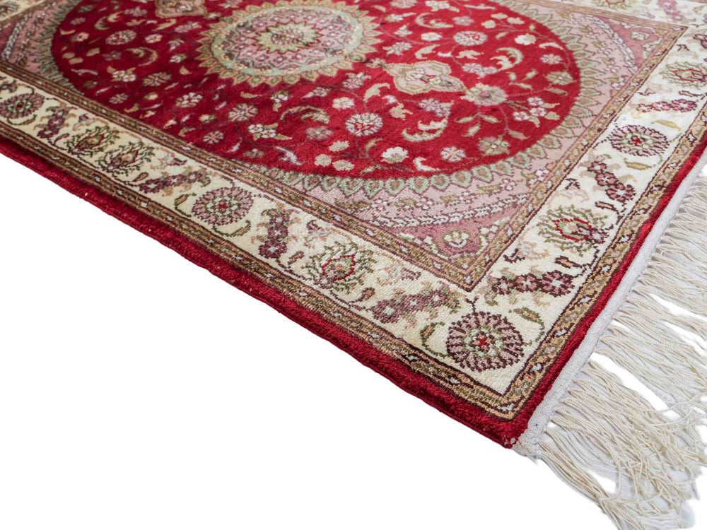 Zijden tapijt - China zijde - 90 x 59 cm - rood