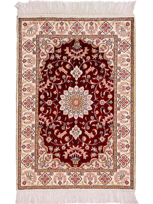 Zijden tapijt - China zijde - 90 x 63 cm - donkerblauw