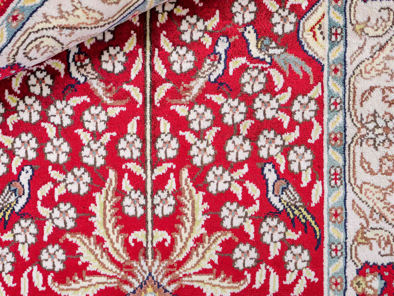 Zijden tapijt - China zijde - 86 x 58 cm - licht rood