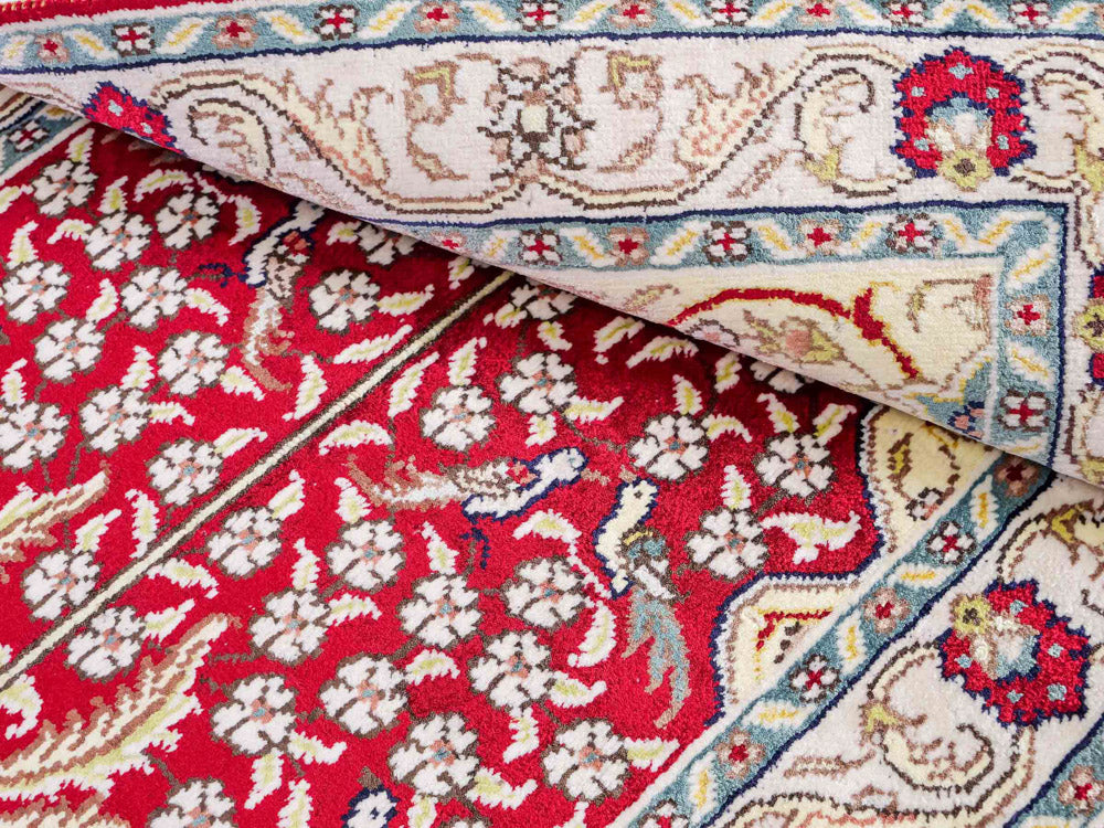 Zijden tapijt - China zijde - 86 x 58 cm - licht rood