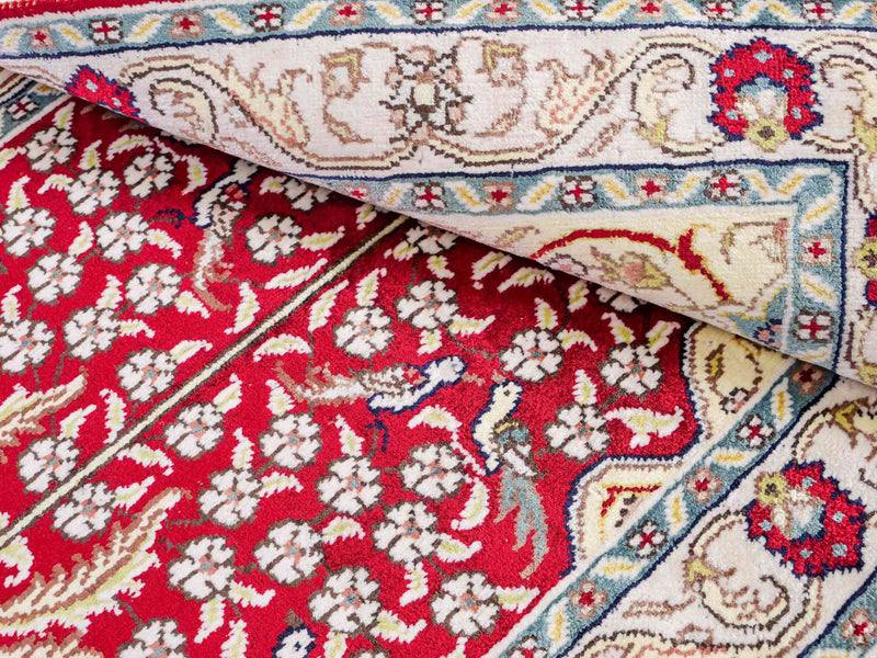 Zijden tapijt - China zijde - 86 x 58 cm - licht rood