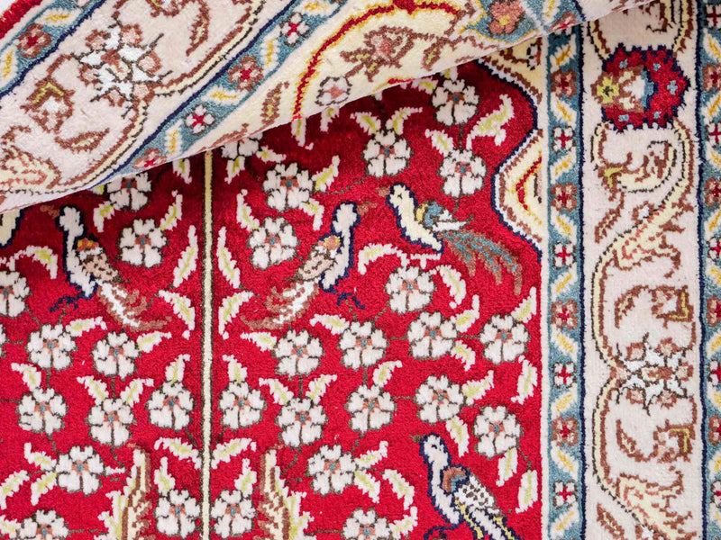 Zijden tapijt - China zijde - 89 x 58 cm - licht rood