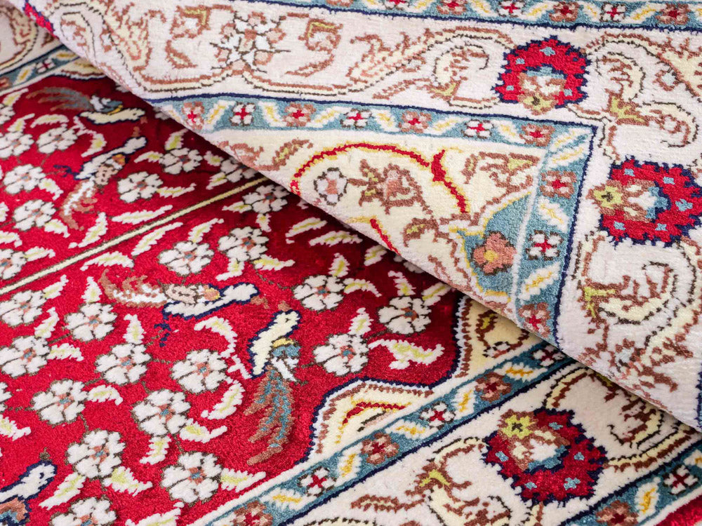 Zijden tapijt - China zijde - 89 x 58 cm - licht rood