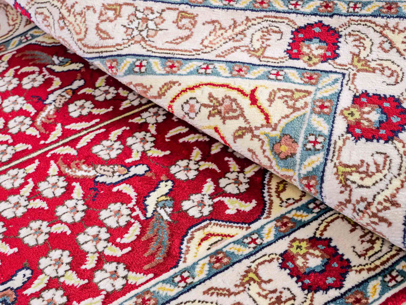 Zijden tapijt - China zijde - 89 x 58 cm - licht rood