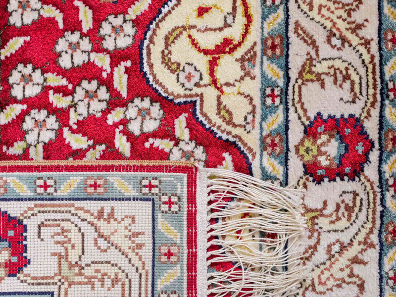 Zijden tapijt - China zijde - 89 x 58 cm - licht rood