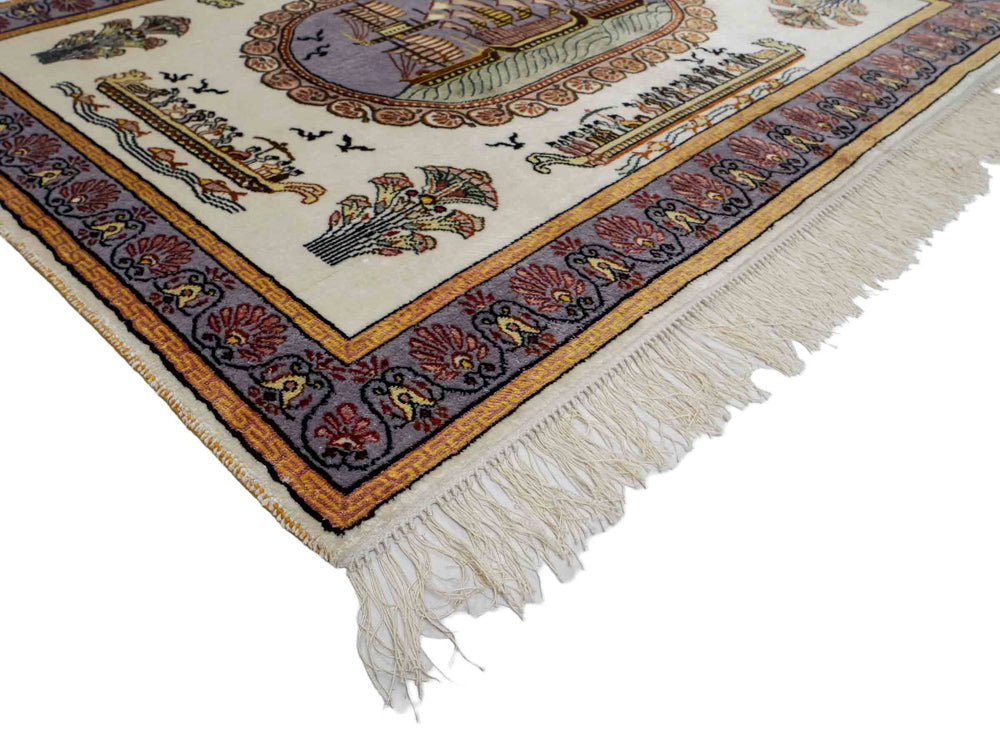 Zijden tapijt - China zijde - 121 x 95 cm - beige