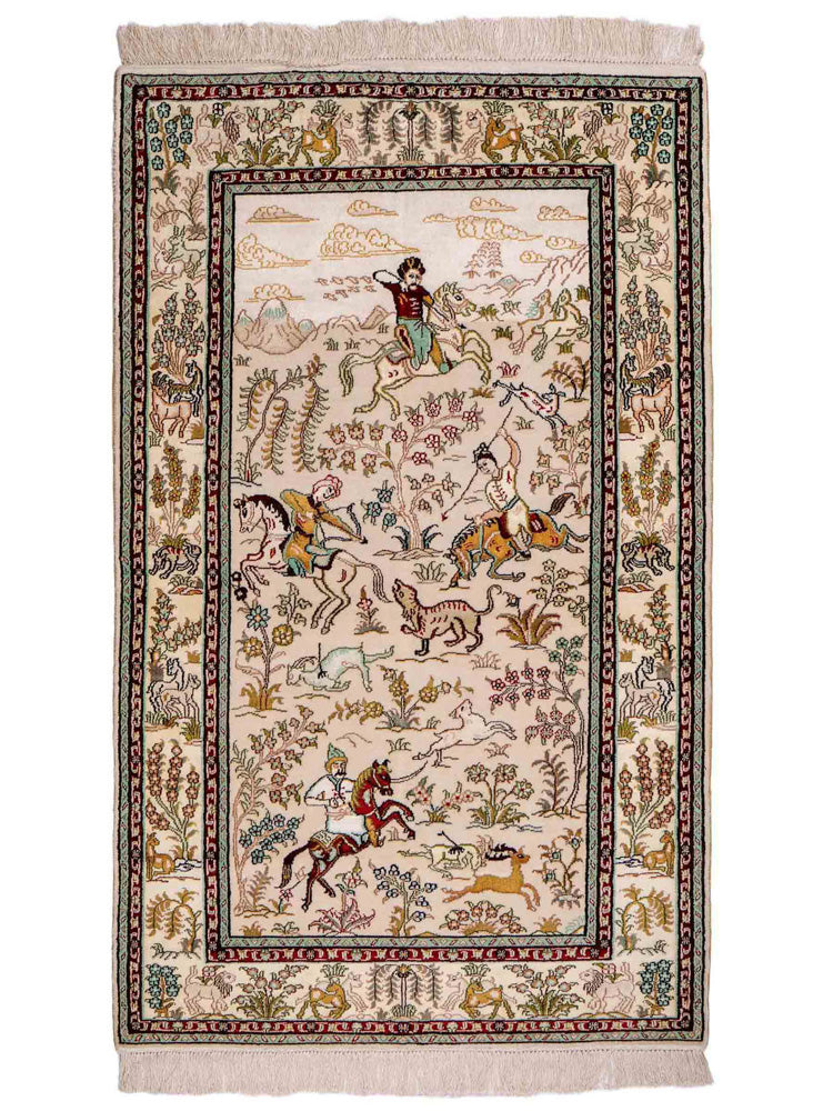 Zijden tapijt - China zijde - 150 x 88 cm - beige