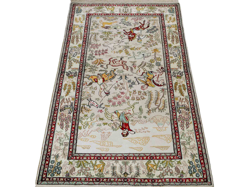 Zijden tapijt - China zijde - 150 x 88 cm - beige