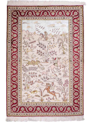 Seidenteppich - China Seide - 183 x 125 cm - beige