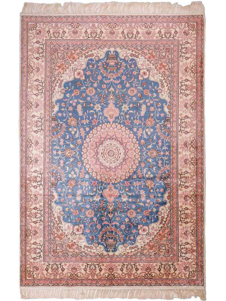 Zijden tapijt - China zijde - 192 x 123 cm - blauw