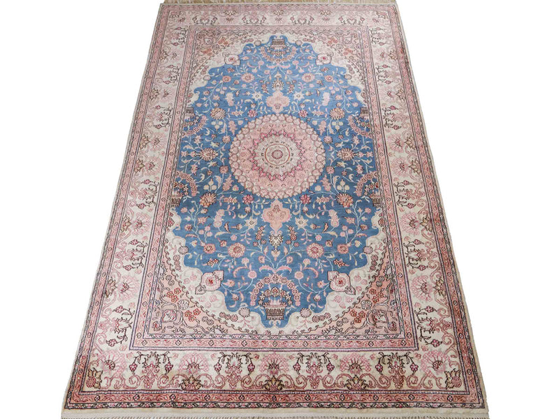 Zijden tapijt - China zijde - 192 x 123 cm - blauw