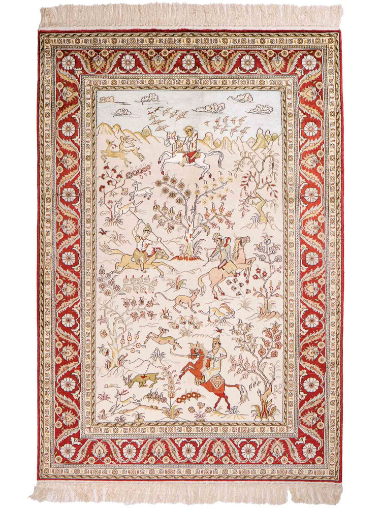 Zijden tapijt - China zijde - 193 x 121 cm - beige