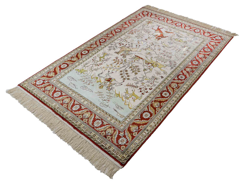 Zijden tapijt - China zijde - 193 x 121 cm - beige