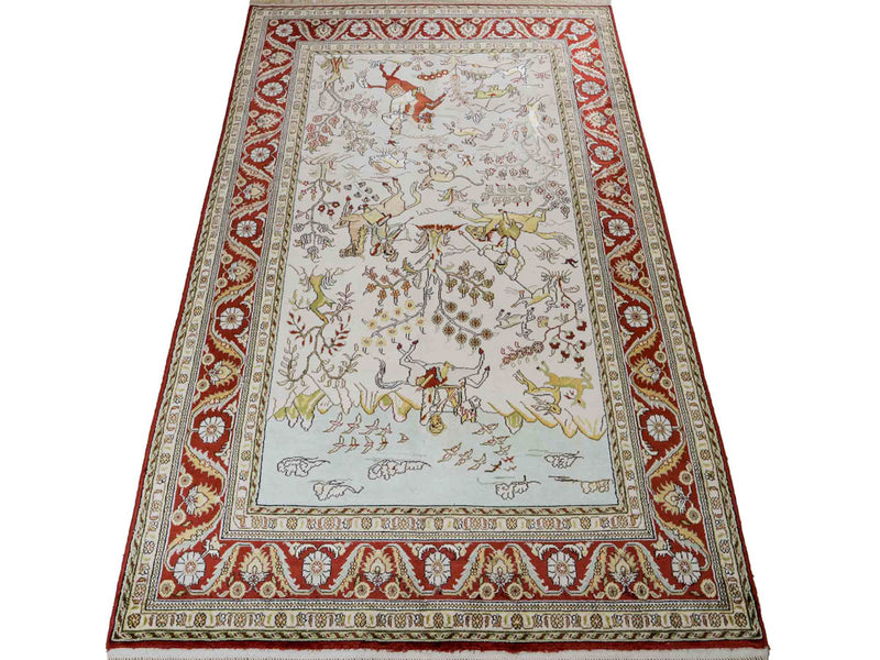 Zijden tapijt - China zijde - 193 x 121 cm - beige