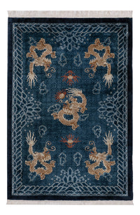 Seidenteppich - China Seide - 187 x 123 cm - blau