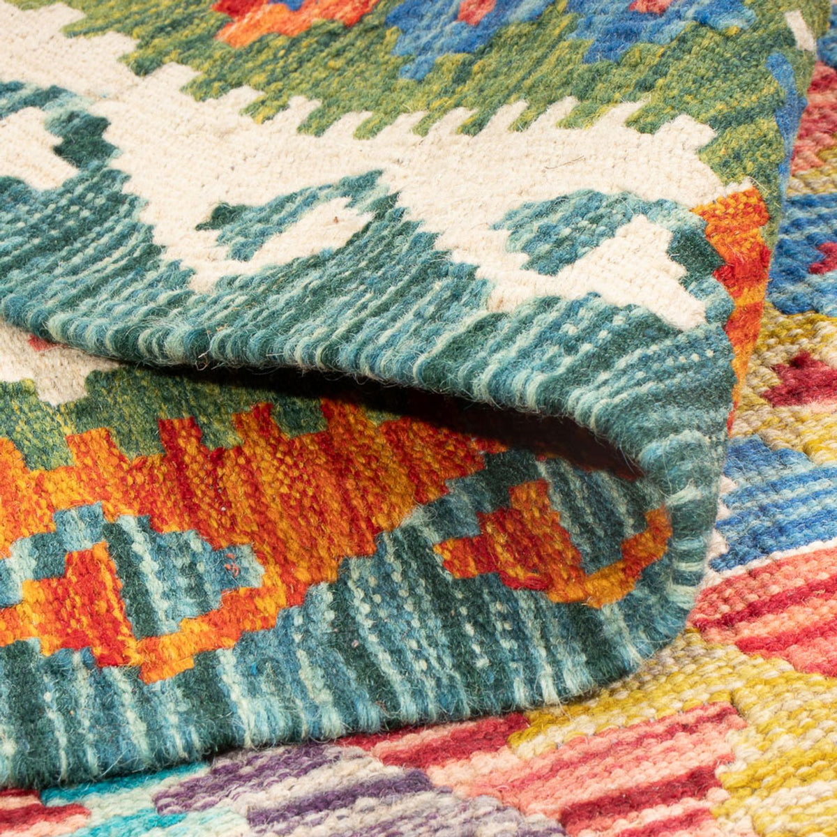 Kelim tapijt - Splash - 196 x 152 cm - veelkleurig