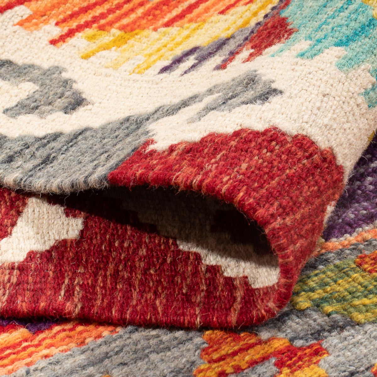 Loper Kelim tapijt - Splash - 294 x 82 cm - veelkleurig