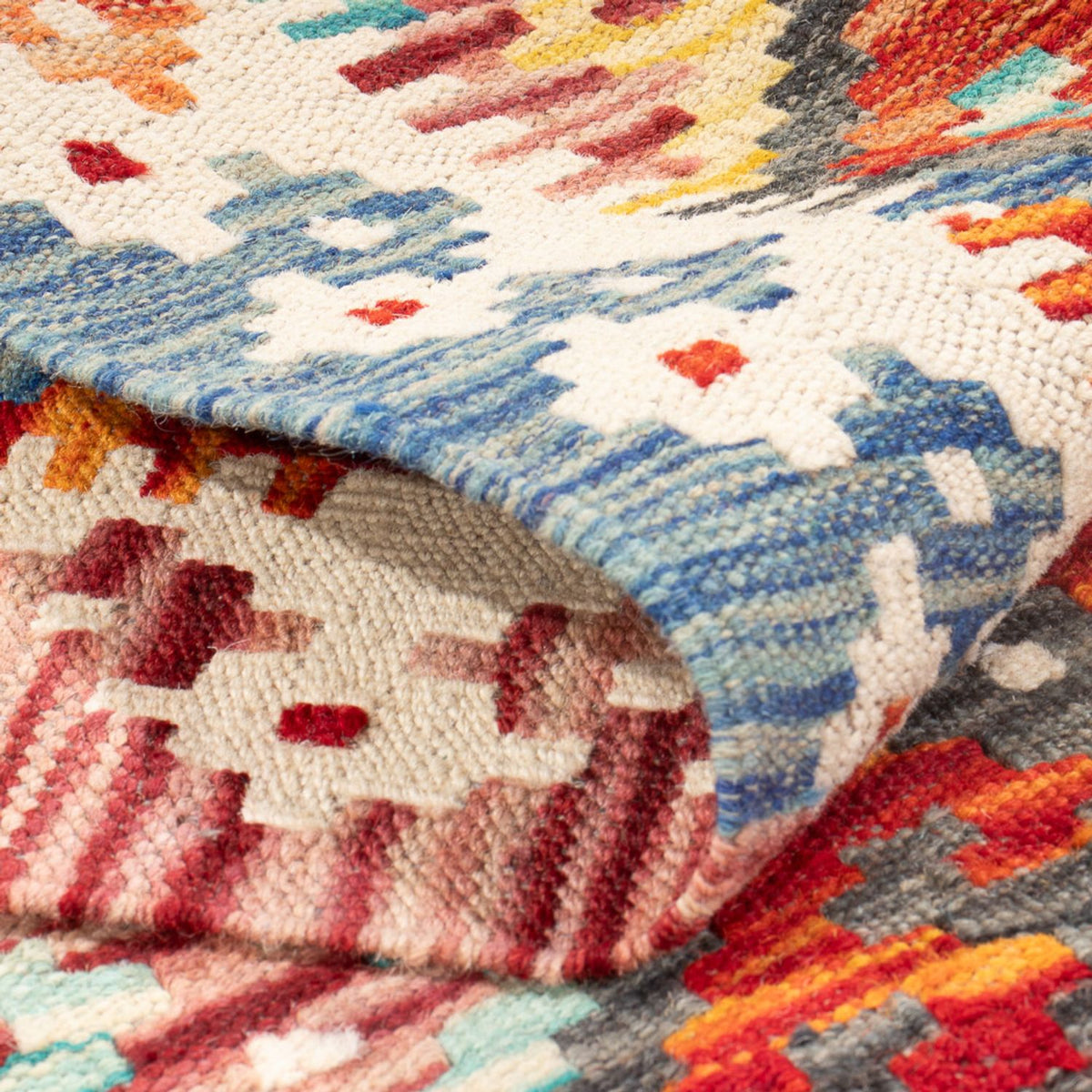 Loper Kelim tapijt - Splash - 255 x 74 cm - veelkleurig