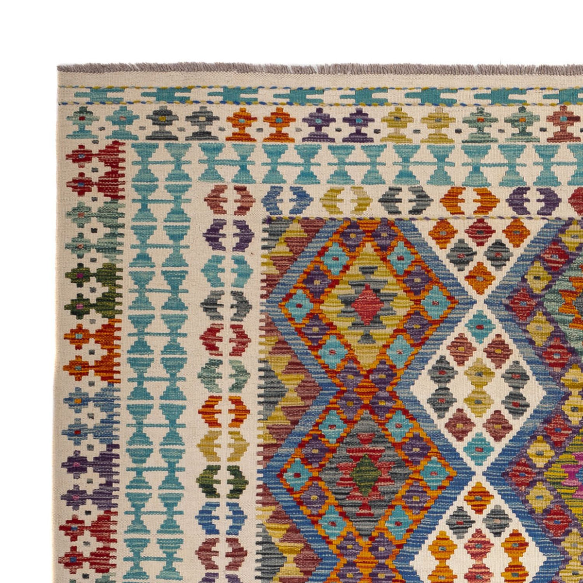 Kelim tapijt - Splash vierkant  - 207 x 203 cm - veelkleurig