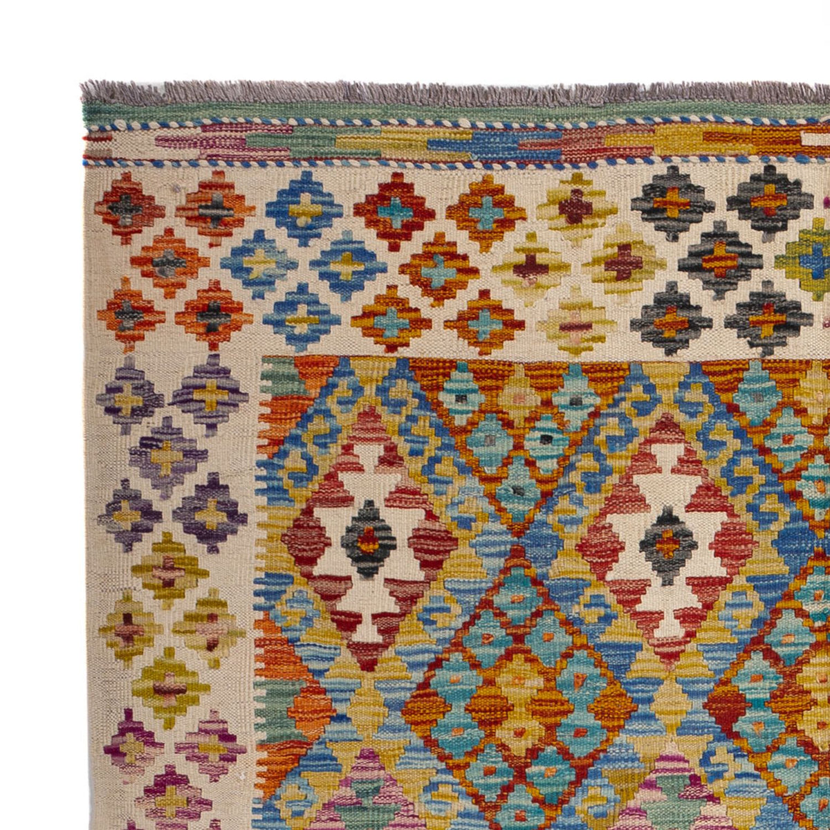 Kelim tapijt - Splash - 197 x 150 cm - veelkleurig