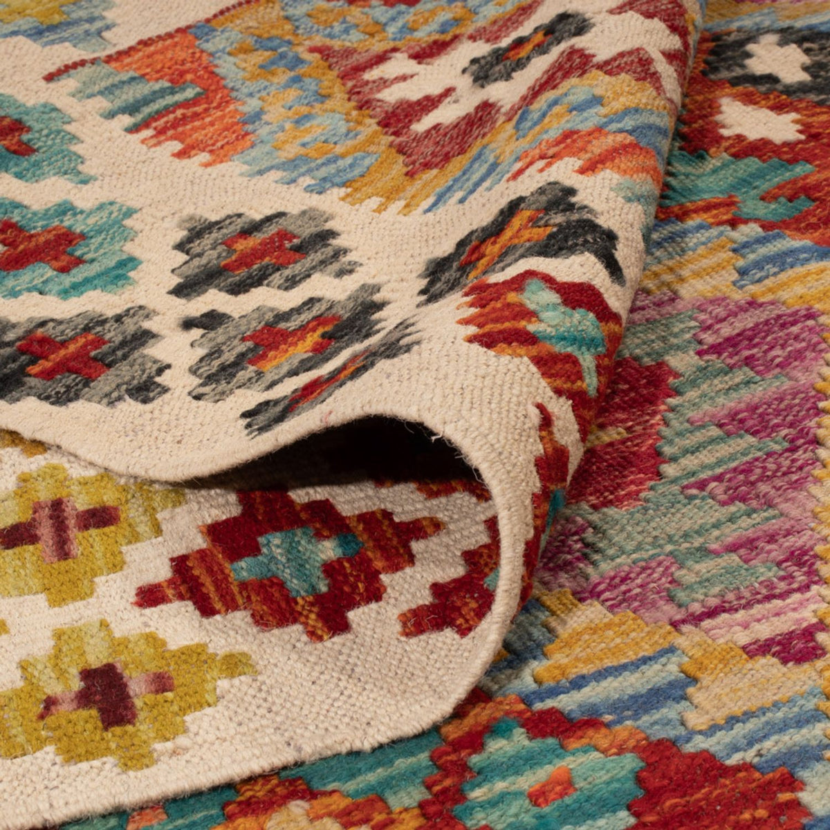 Kelim tapijt - Splash - 197 x 150 cm - veelkleurig