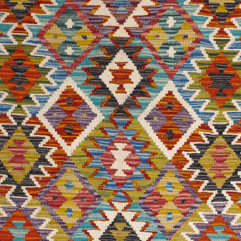 Kelim tapijt - Splash vierkant  - 154 x 154 cm - veelkleurig