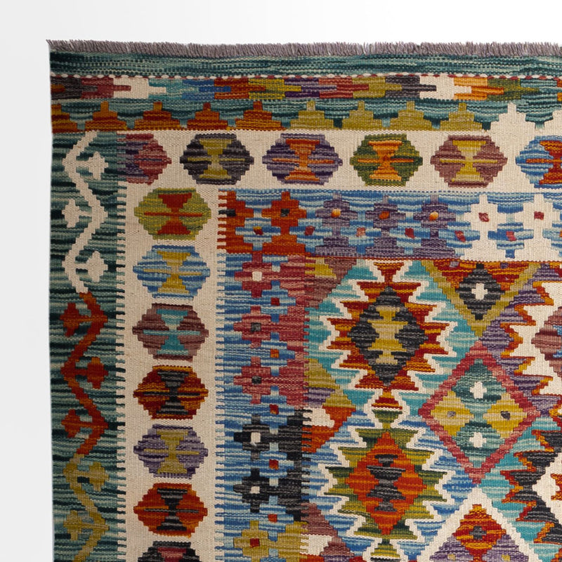 Kelim tapijt - Splash vierkant  - 154 x 154 cm - veelkleurig