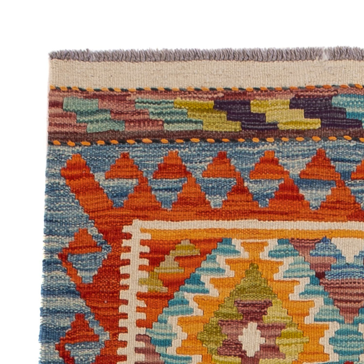 Loper Kelim tapijt - Splash - 201 x 84 cm - veelkleurig