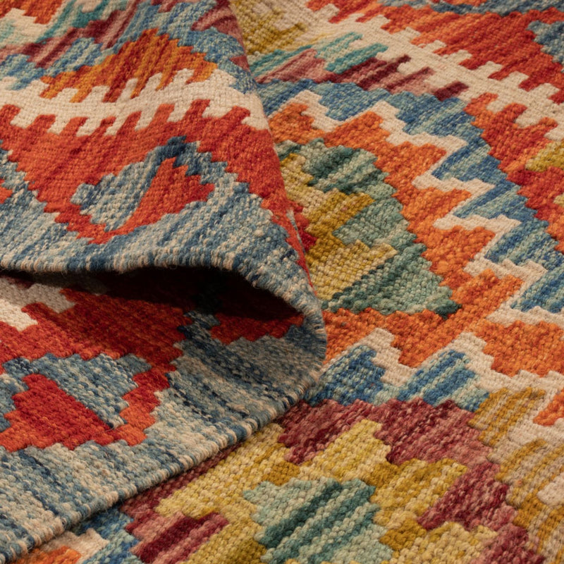 Loper Kelim tapijt - Splash - 201 x 84 cm - veelkleurig