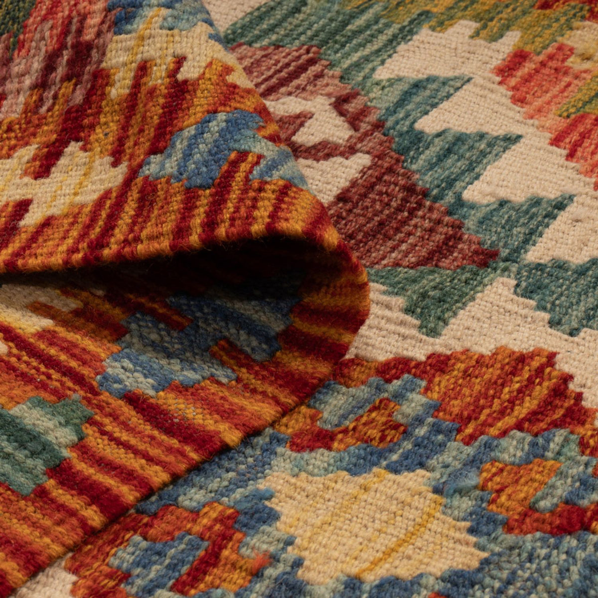 Loper Kelim tapijt - Splash - 202 x 86 cm - veelkleurig