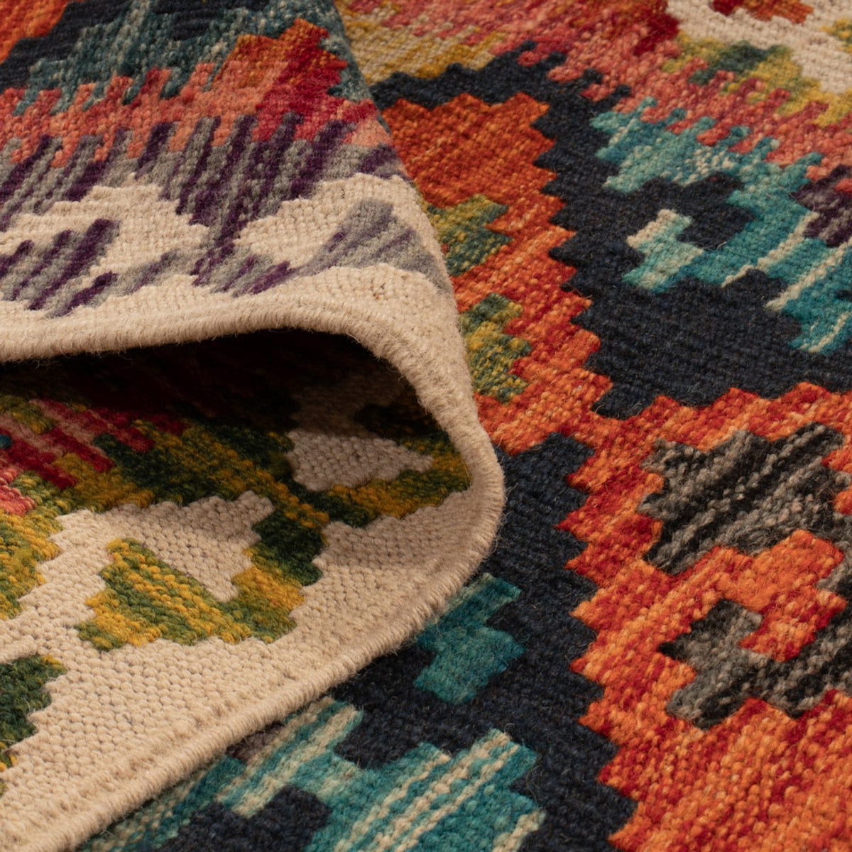 Loper Kelim tapijt - Splash - 199 x 76 cm - veelkleurig