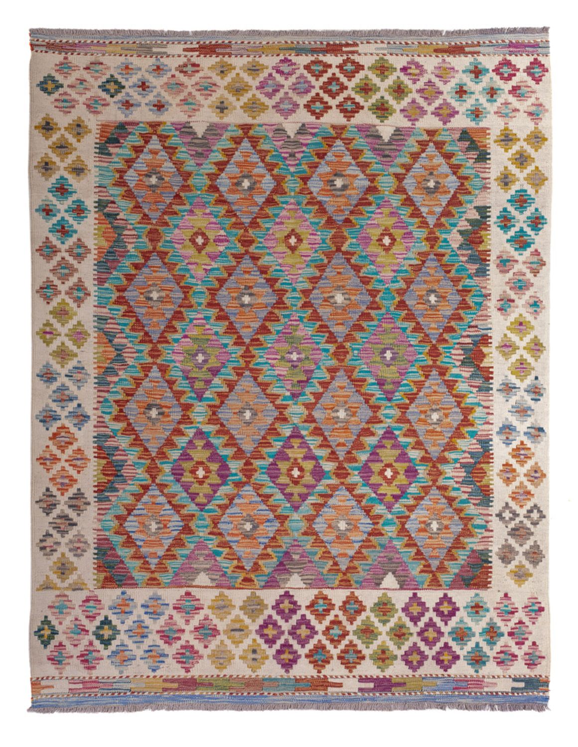 Kelim tapijt - Splash - 198 x 150 cm - veelkleurig